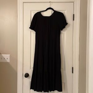 J Crew black tiered maxi dress.